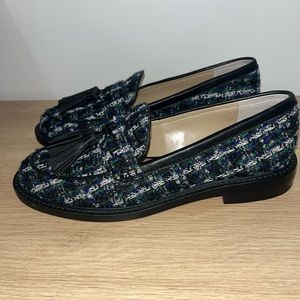 Ann Taylor Tweed Tassel Loafers | Size 5.5